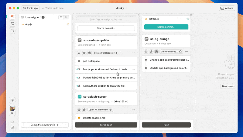 Reordering commits in a branch